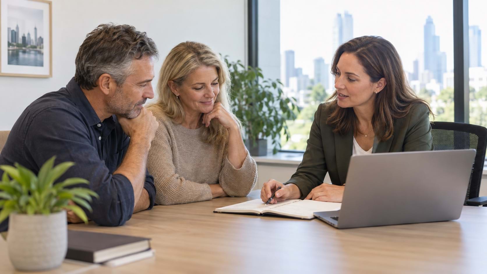 A couple discussing their financial circumstances with a financial advisor